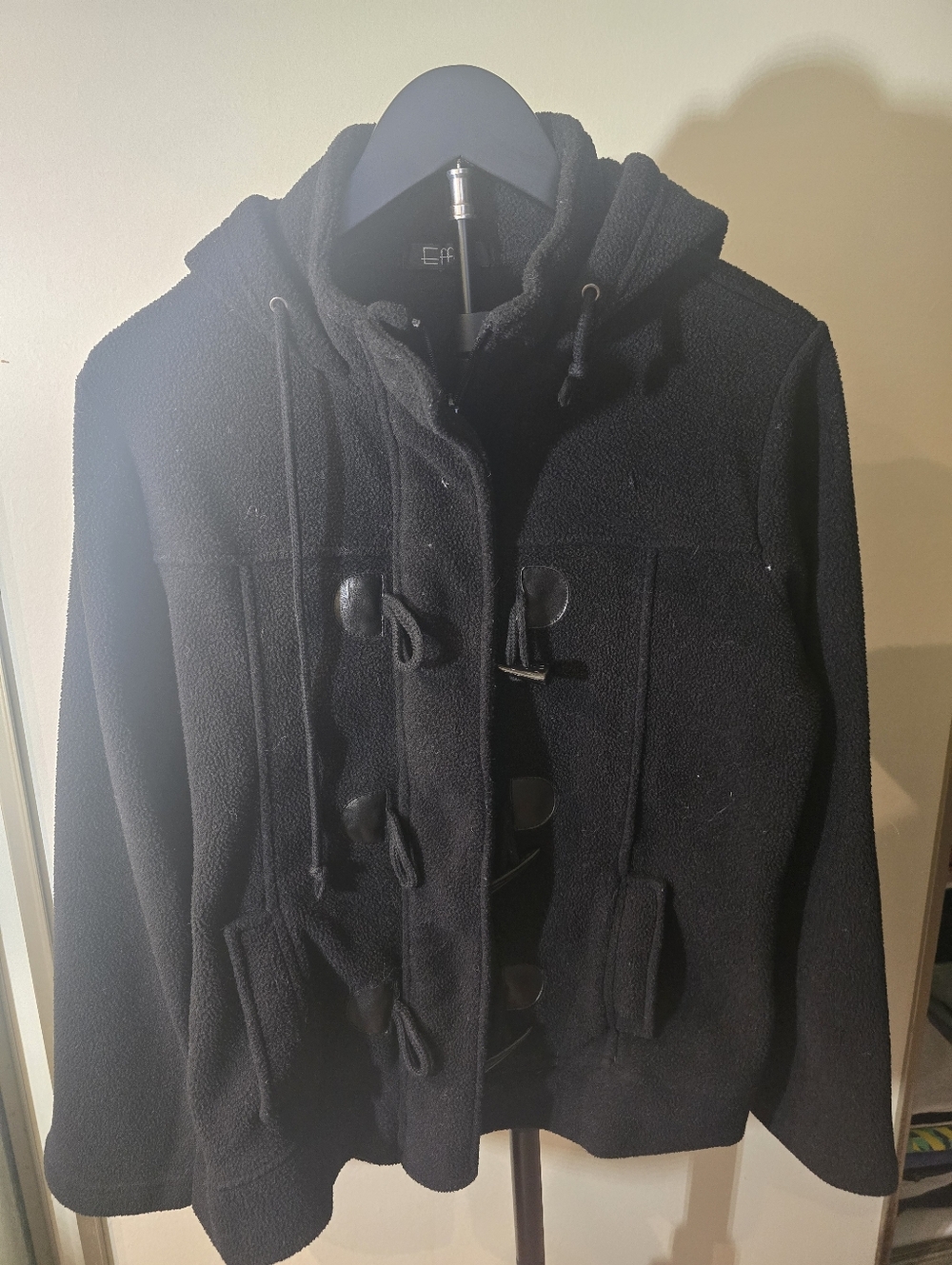 Women's Black Hooded Toggle Jacket